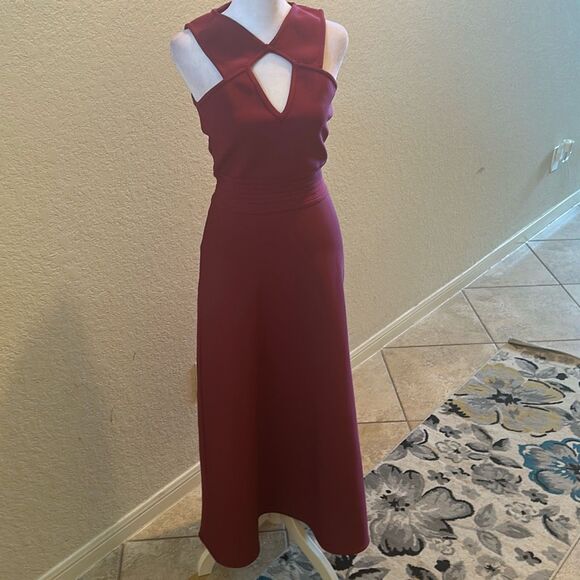 Elliatt Size S Keyhole Neck Midi Bandage Dress Wine Long Fall Wedding Guest NWT - Picture 1 of 9